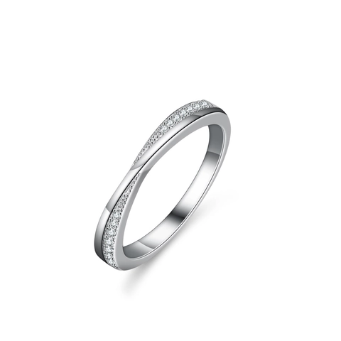 Elegant 925 Sterling Silver Moissanite Ring For Women Fashion Twisted Cross Band Inlaid Moissanite Jewelry Ring With GRA Certificate