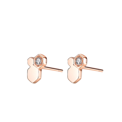 S925 Sterling Silver Honeycomb Stud Earrings For Women Rose Gold Plated Moissanite Geometric Earring With GRA Certificate