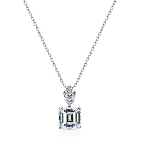 925 Sterling Silver Moissanite Necklace For Women Emerald Pear Cut Pendant Elegant Luxury Jewelry With GRA Certificate