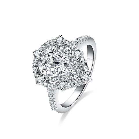 Luxury 925 Sterling Silver Pear Cut Moissanite Ring For Women Halo Engagement Ring With GRA Certificate Fashion Jewelry