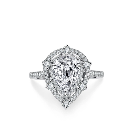 Luxury 925 Sterling Silver Pear Cut Moissanite Ring For Women Halo Engagement Ring With GRA Certificate Fashion Jewelry