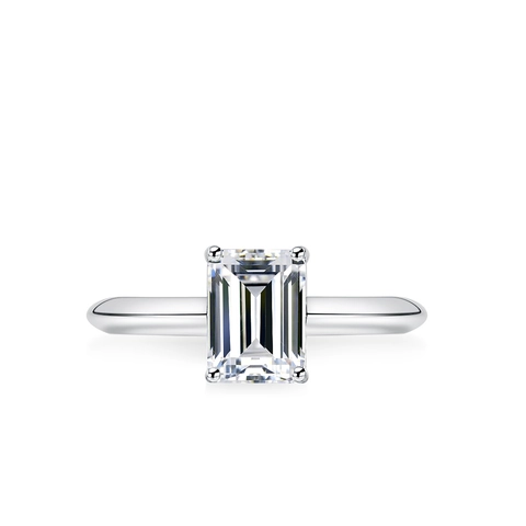 Anillo de Lujo de Plata de Ley 925 de 2 Quilates con Moissanita Corte Esmeralda para Mujer Moissanita de Color D Brillante Joyería para Compromiso Boda Regalo