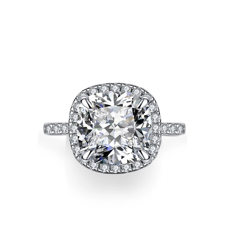 Luxurious 925 Sterling Silver Cushion Cut Moissanite Ring With GRA Certificate Radiant Halo Pave Engagement Jewelry For Women