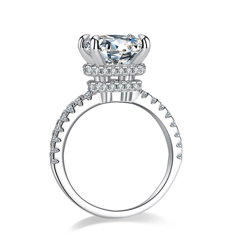 Luxury 4 Carat Moissanite Ring 925 Sterling Silver Radiant Cut Square Engagement Ring For Women High Jewelry Wedding Band