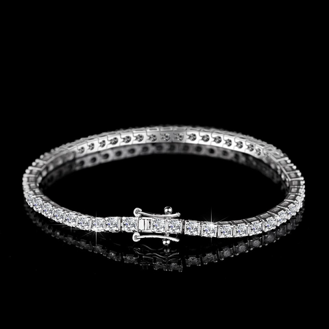 Collana a Catena Tennis in Argento Sterling 925 con Moissanite per Uomo Donna Hip Hop Tonda con Intarsio Moissanite Bracciale Tennis Gioielli con Certificato GRA