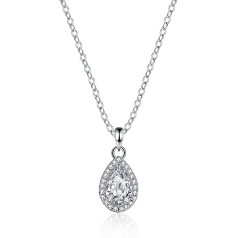 Collana con Ciondolo in Argento Sterling 925 Moissanite Taglio a Pera Goccia d'Acqua Halo Croce Gioielli Con Certificato GRA per Donna