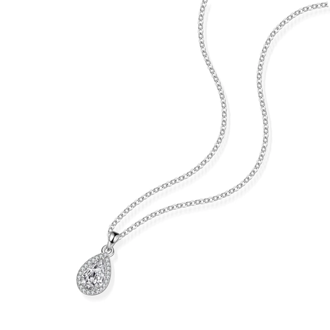 Collana con Ciondolo in Argento Sterling 925 Moissanite Taglio a Pera Goccia d'Acqua Halo Croce Gioielli Con Certificato GRA per Donna