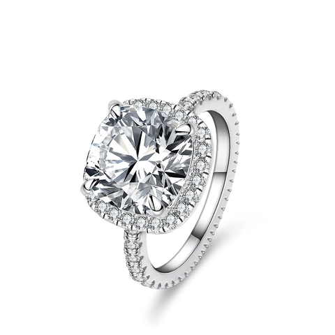 Luxurious 925 Sterling Silver Cushion Cut Moissanite Ring With GRA Certificate Radiant Halo Pave Engagement Jewelry For Women