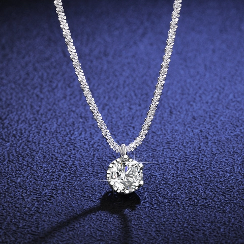 Collana in Argento Sterling S925 Con Moissanite Ciondolo Solitario Taglio Brillante Rotondo Con Certificato GRA Regalo Gioielli Donna