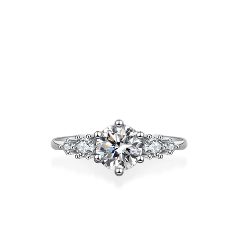 S925 Sterling Silver Moissanite Ring For Women Classic Six Prong 1ct Zirconia Engagement Wedding Ring GRA Certificate Inlaid Jewelry Gift