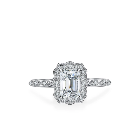 925 Sterling Zilveren Moissaniet Ring 1 Karaat Smaragdslijpsel Halo Verstelbare Open Band Bruiloft Verloving Sieraden Voor Vrouwen
