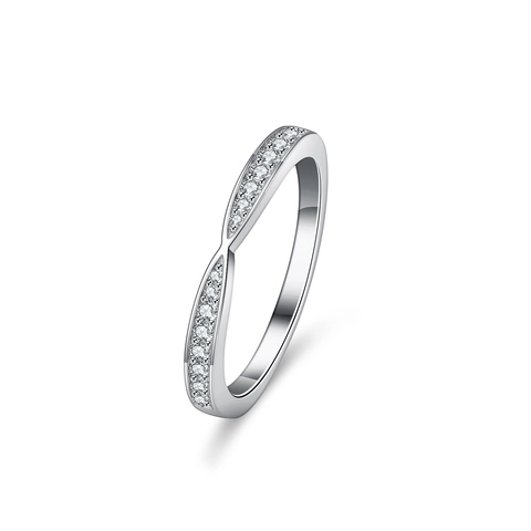 S925 Sterling Silver Moissanite Crossing Ring For Women Minimalist Micro Pave Moissanite Infinity Ring With GRA Certificate