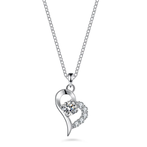 Collana in Argento Sterling S925 Con Moissanite Per Donna Pendente a Cuore 1 Carato Con Certificato GRA Gioiello di Lusso