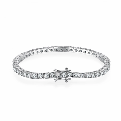 Bracelet de Tennis en Argent Sterling 925 et Moissanite pour Femme Bijoux Fins Élégants avec Pierres de Coupe Ronde Étincelantes
