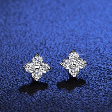 925 Sterlingsilber Vierblättriges Kleeblatt Moissanit Ohrstecker Für Damen Elegant Hochzeit Schmuck Geschenk Mit GRA Zertifikat