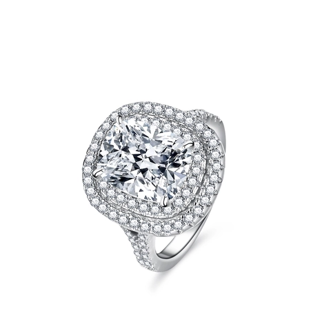 Luxury 925 Sterling Silver Moissanite Ring For Women Radiant Cut Double Halo Engagement Wedding Jewelry Gift With GRA Certificate