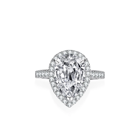 Luxurious 4 Carat D Color Pear Cut Moissanite Ring 925 Sterling Silver Halo Engagement Wedding Waterdrop Ring For Women Jewelry