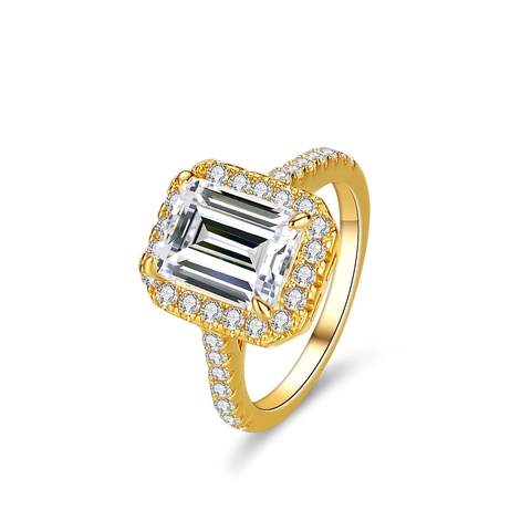 Luxury 925 Sterling Silver 3 Carat D Color Moissanite Ring Emerald Cut Halo Engagement Wedding Finger Ring Jewelry Gift