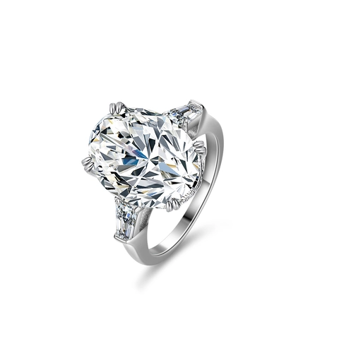 Luxury 925 Sterling Silver Oval Cut Moissanite Ring For Women Elegant Three Stone Design Sparkling D Color Bridal Jewelry With GRA Certificate