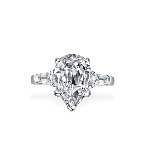 925 Sterling Silver Moissanite Ring For Women Pear Cut Water Drop Engagement Ring Luxurious Inlaid Large Moissanite Jewelry Gift