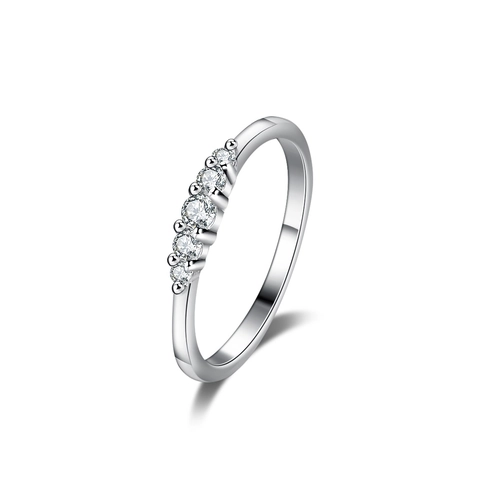 Anillo de Plata de Ley 925 Moissanita Fila Minimalista Geométrico Estrella Pavé Anillos para Mujer Regalo de Joyería Fina