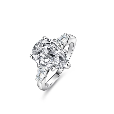 925 Sterling Silver Moissanite Ring For Women Pear Cut Water Drop Engagement Ring Luxurious Inlaid Large Moissanite Jewelry Gift