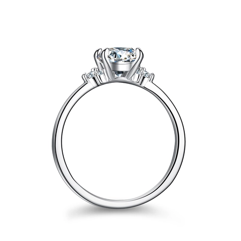925 Sterling Silver Moissanite Zirconia Ring For Women Four Prong Classic Engagement Wedding Jewelry Band Flower Style Ring