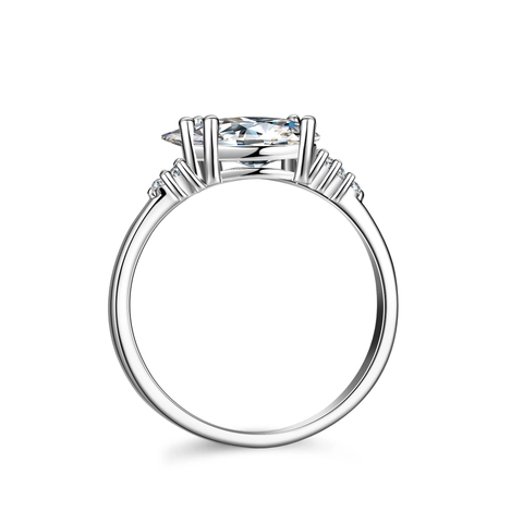 S925 Sterling Silver Pear Shape Moissanite Ring For Women Marquise Cut Water Drop Gemstone Inlaid Adjustable Finger Ring Jewelry