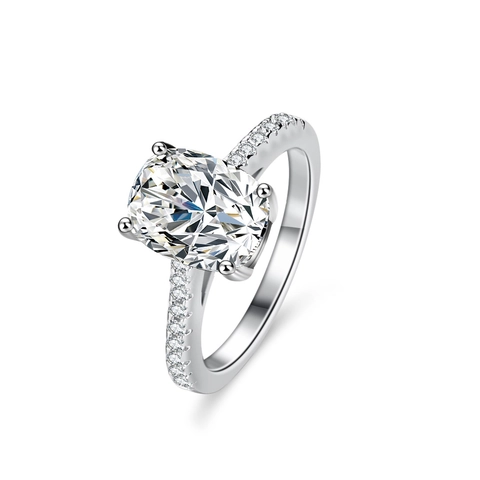 Anillo de Plata de Ley 925 con Moissanita para Mujer Lujo Rectángulo Corte Cojín Compromiso Boda Anillo Color D 2 Quilates Joyería