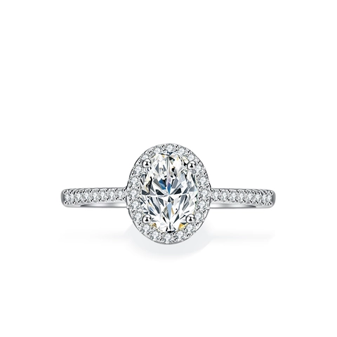 Anello in Argento Sterling S925 Con Moissanite Taglio Ovale 1 Carato Halo Engagement Wedding Band Con Certificato GRA Gioielli Donna
