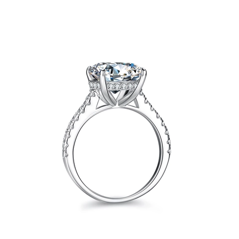 Luxurious Oval Cut Moissanite Ring For Women 925 Sterling Silver Engagement Wedding Band Inlaid Rhinestone With GRA Certificate