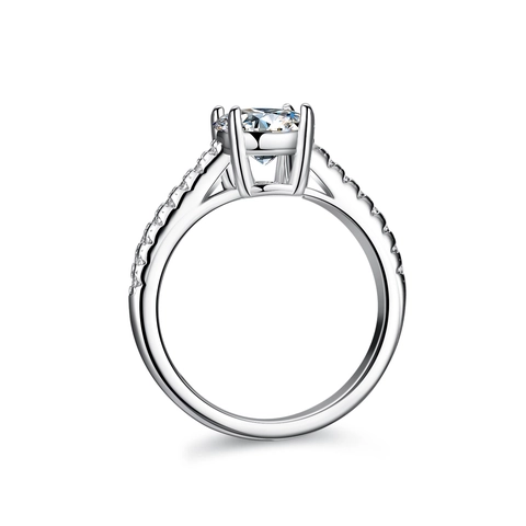 Anillo de Plata de Ley 925 con Moissanita para Mujer Lujo Rectángulo Corte Cojín Compromiso Boda Anillo Color D 2 Quilates Joyería