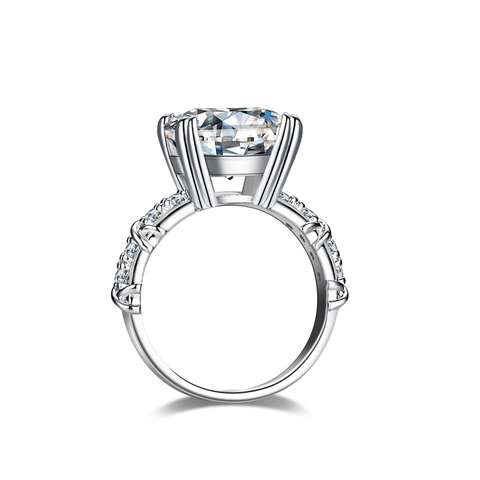 Luxury 925 Sterling Silver Moissanite Ring For Women 5 Carat Emerald Cut Square Twisted Band Engagement Wedding Jewelry