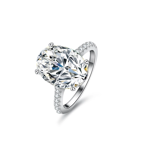 Luxurious Oval Cut Moissanite Ring For Women 925 Sterling Silver Engagement Wedding Band Inlaid Rhinestone With GRA Certificate