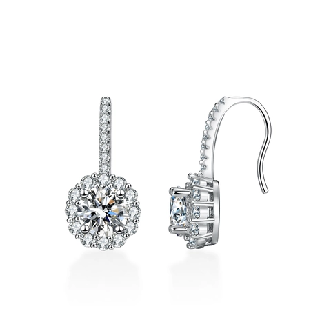 925 Sterlingsilber Leverback Moissanit Halo Ohrringe Rundschliff Funkelnder Edelstein Schmuck Für Damen Hochzeit Braut Geschenk