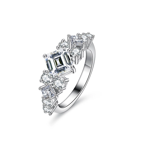 Anillo de Moissanita de Corte Princesa de Plata de Ley 925 de Lujo para Mujer Color D Brillante Joyería de Compromiso Boda Aniversario Regalo