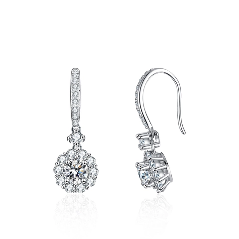 Luxus S925 Sterlingsilber Runde Halo Moissanit Ohrstecker Damen Funkelnde Moissanit Diamant Mode Schmuck