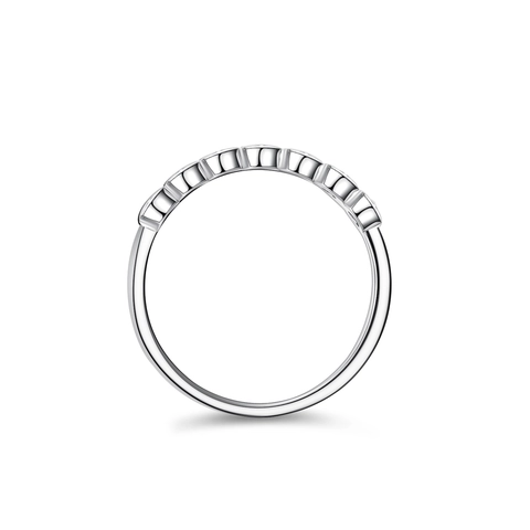 Anillo de Moissanita de Plata de Ley 925 Para Mujer Lujosa Banda de Eternidad Con Siete Piedras Engaste en Bisel Joyería de Aniversario