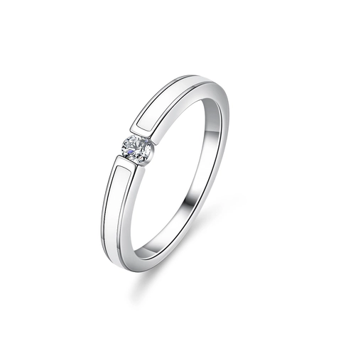 Anillo de Plata de Ley 925 Moissanita para Mujer Minimalismo Corte Redondo Moissanita Anillo de Banda Joyería Fina Elegante