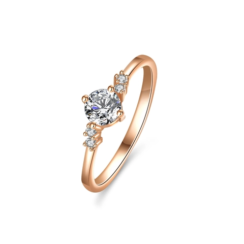 925 Sterling Silver Princess Crown Ring Moissanite Zirconia Champagne Gold Plated Ring for Women Engagement Jewelry Gift