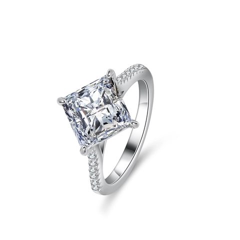 Luxe 925 Sterling Zilveren Prinses Geslepen Moissaniet Ring Voor Dames 3 Karaat Vierkant Radiant Geslepen Verlovingsring Trouwring Sieraden