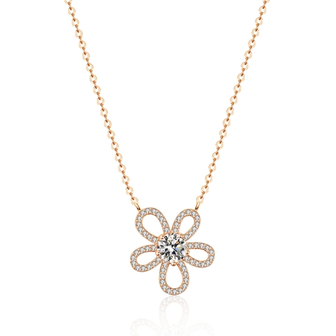 S925 Sterling Silver Sunflower Pendant Necklace For Women Moissanite Zirconia Inlaid Flower Design Clavicle Chain Jewelry Gift