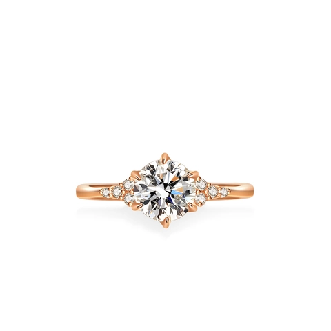 Luxury 925 Sterling Silver Moissanite Ring For Women Crown Design Six-Claw Champagne Gold Plated Zirconia Wedding Ring Gift