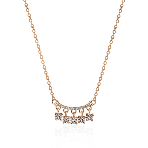 925 Sterling Zilver Moissaniet Bel Kwastje Hanger Halsketting Voor Dames Rozegoud Chinese Stijl Minimalistisch Sieraden