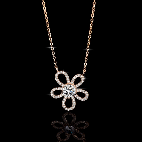 S925 Sterling Silver Sunflower Pendant Necklace For Women Moissanite Zirconia Inlaid Flower Design Clavicle Chain Jewelry Gift