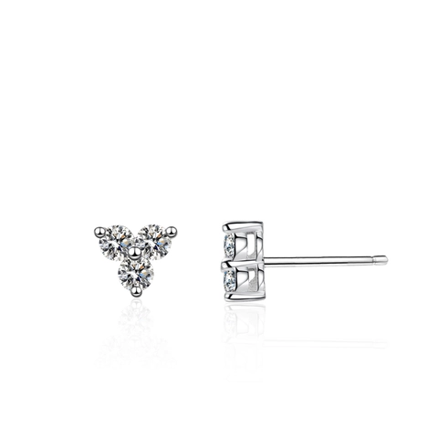 925 Sterling Silver Moissanite Clover Stud Earrings For Women Minimalist Elegant Wedding Jewelry With GRA Certificate Gift