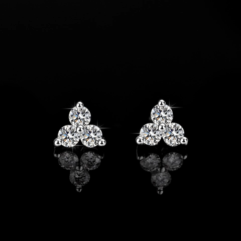925 Sterling Silver Moissanite Clover Stud Earrings For Women Minimalist Elegant Wedding Jewelry With GRA Certificate Gift