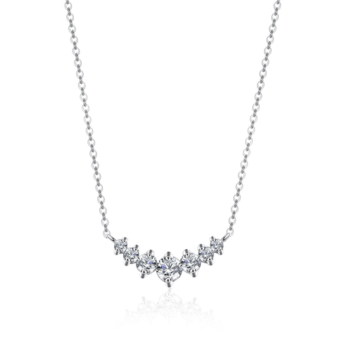 Collana Moissanite a V in Argento Sterling 925 per Donna Ciondolo Smile con Pietra Graduata Gioielli Eleganti Minimalisti