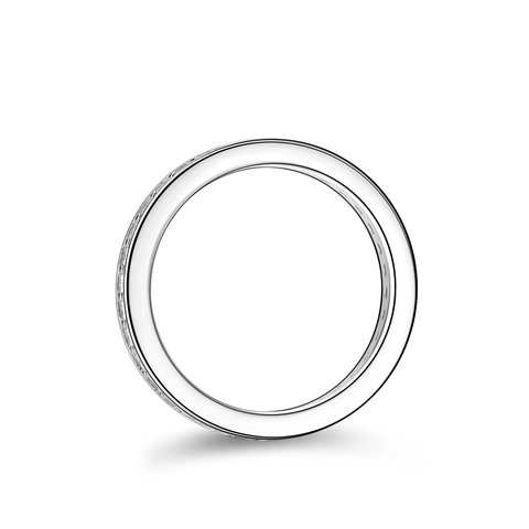 925 Sterling Silver Moissanite Eternity Ring For Women Full Circle Geometric Inlaid Pinky Ring Fashion Jewelry Accessory