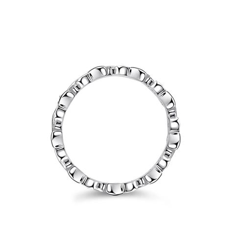 Anello in Argento Sterling S925 Moissanite per Donna Design Geometrico a Onda Intarsiato Certificato GRA Gioielli Moda Matrimonio
